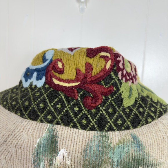 Anthopologie Sleeping On Snow Sweater Coat Hand Painted Poppies Size Medium - Picture 8 of 16